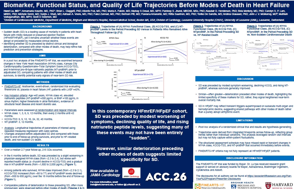 Henri Lu - Biomarker, Functional Status, and Quality of Life Trajectories Before Modes of Death in Heart Failure